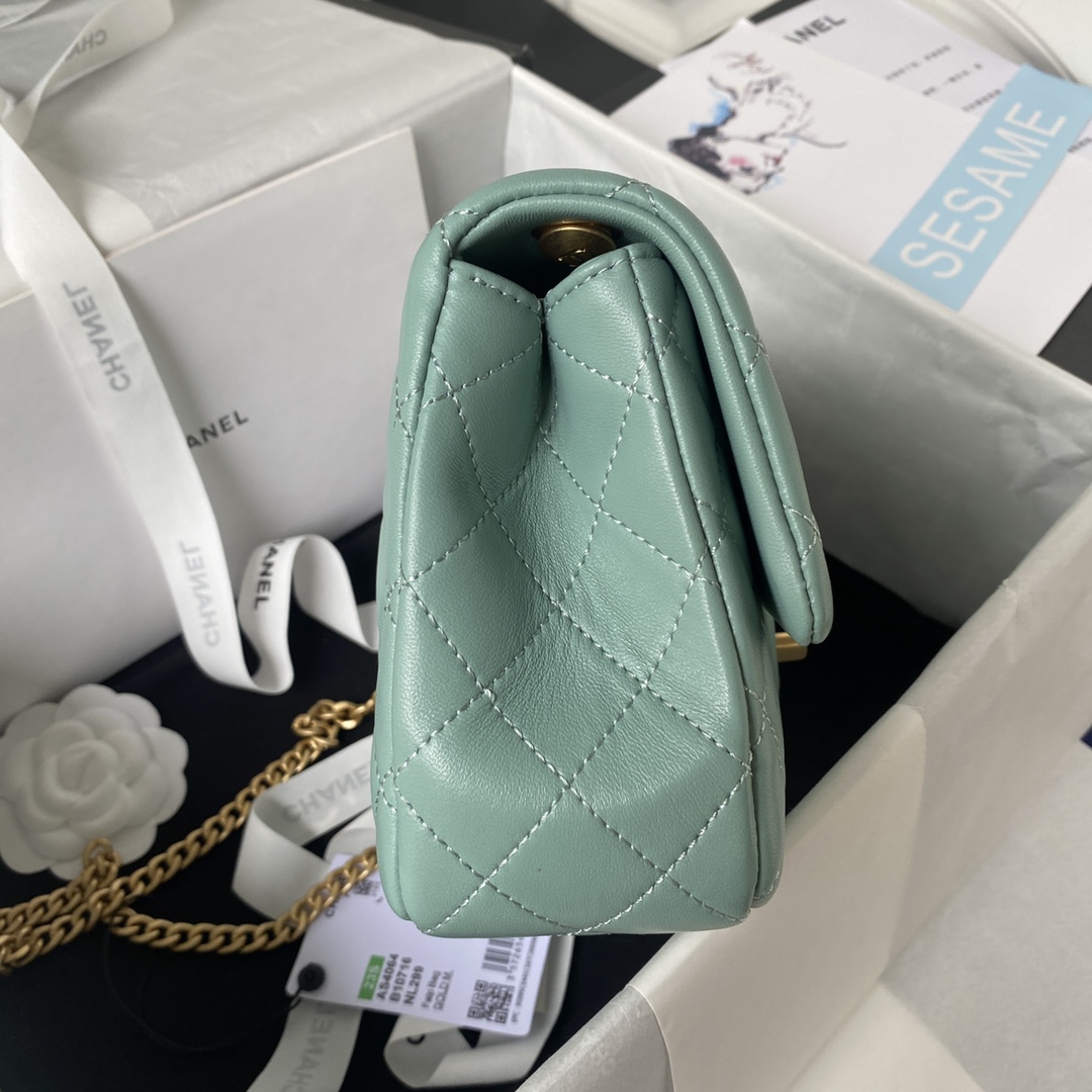 Classic Flap Lambskin Bag AS4046 Aqua Green